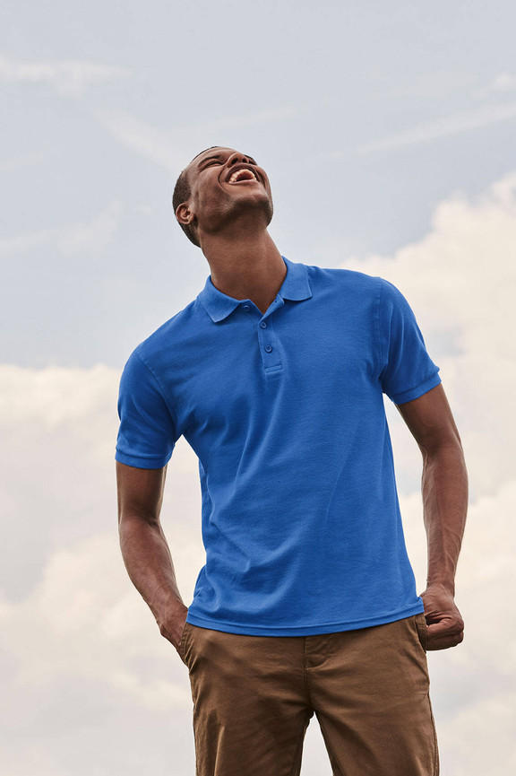 Niebieska koszulka męska Premium Polo Friut of the Loom