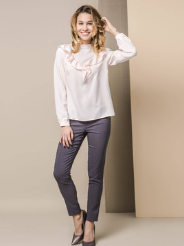 Bluzka Lola z Falbanką z przodu różowa