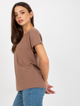 Cappuccino bawełniany t-shirt w serek BASIC