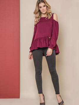 Bluzka ONE odkrywająca ramiona bordo