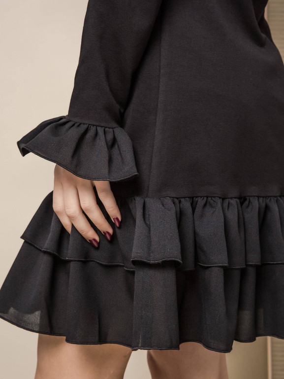 SUKIENKA LEMONADA COLD SHOULDER Z FALBANAMI CZARNA