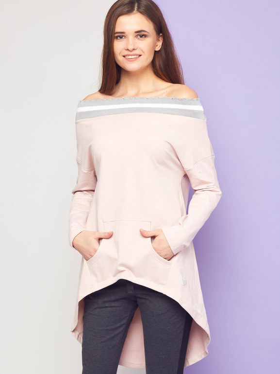 Bluza Mi...Mi z szerokim dekoltem różowa