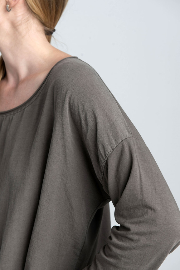 Khaki damska bluzka z domieszką lnu