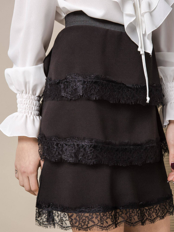 SPÓDNICA LEMONADA Z FALBANAMI CZARNA