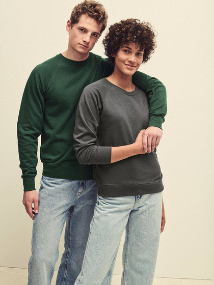 Zielona bluza męska Lightweight Raglan Sweat Fruit of the Loom