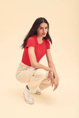 Czerwona koszulka damska Iconic z czesanej bawełny Fruit of the Loom