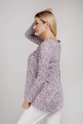 Fioletowa bluzka w swetrowy nadruk mi...mi