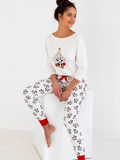 Piżama Sensis Panda 3/4 Christmas S-XL ecru 001